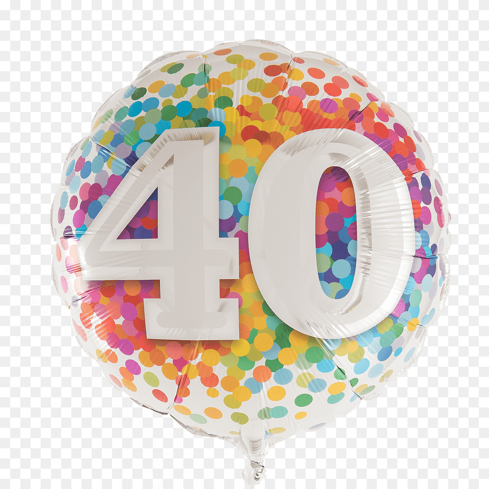 Rainbow Confetti 40 Balloon, Symbol, Number, Text, Dessert Free Png
