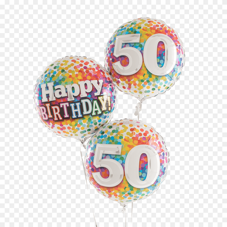 Rainbow Confetti Birthday Balloons 50th Birthday Balloons Balloon, Number, Symbol, Text Free Transparent Png