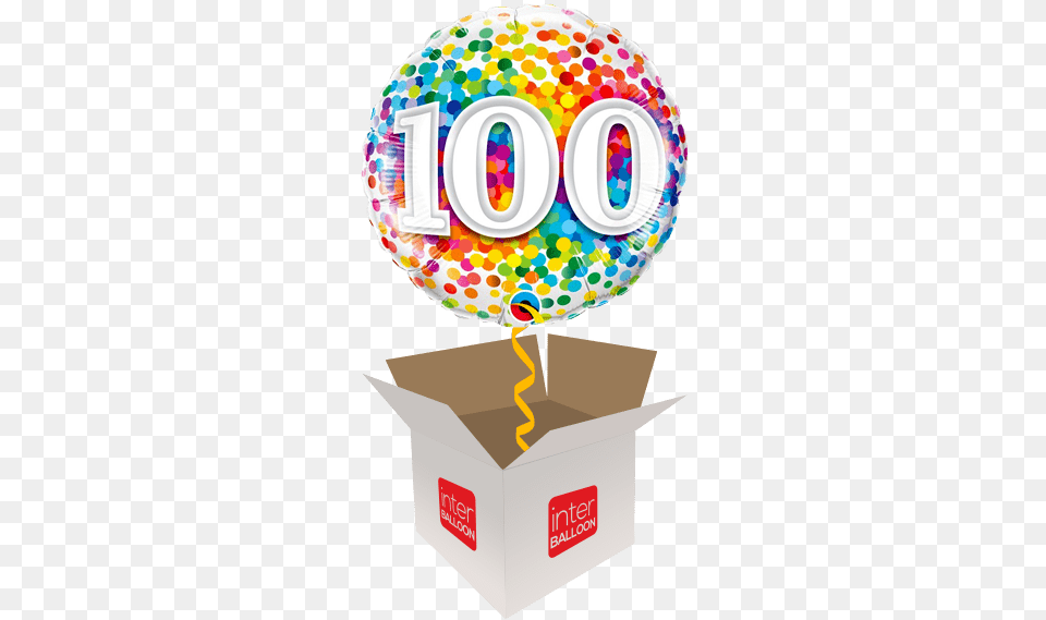 Rainbow Confetti Number 100 Balloon, Food, Dessert, Cream, Sphere Png Image