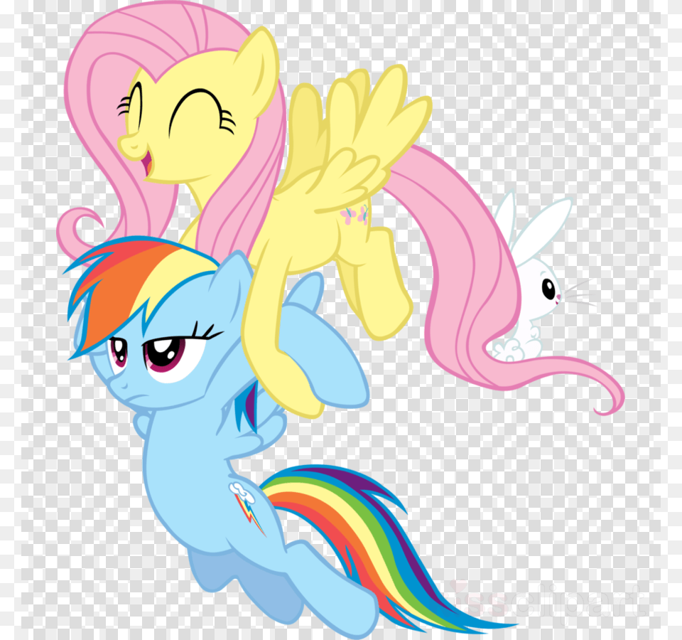 Rainbow Dash And Fluttershy Vector Clipart Fluttershy Flying With Rainbow Dash, Art, Book, Comics, Graphics Free Png Download
