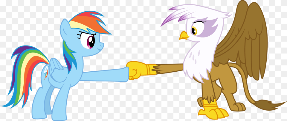 Rainbow Dash And Gilda Doing A Hoof Fist Bump By Tomfraggle Mlp Rainbow Dash Hoof Bump, Animal, Bird, Eagle Png