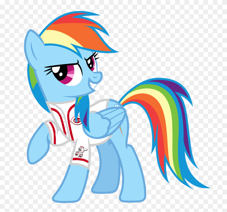 Rainbow Dash In Her Cincinnati Reds Jersey, Art, Book, Comics, Graphics Png