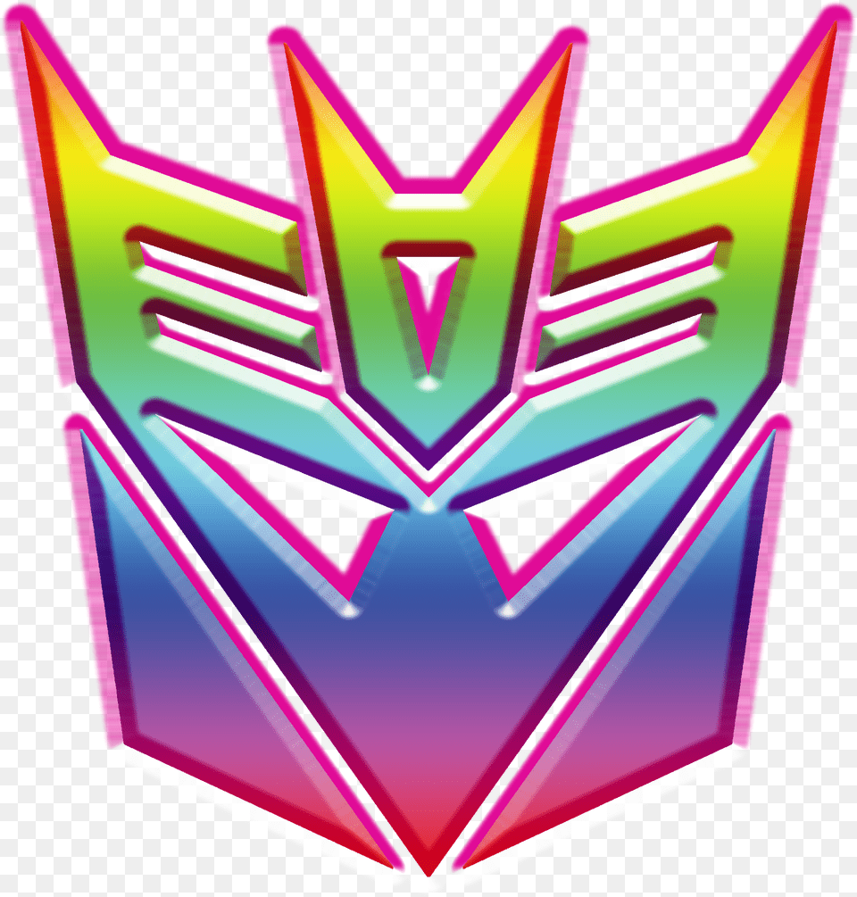 Rainbow Decepticon Symbol, Light, Neon Png Image