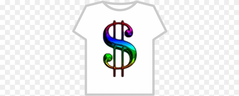 Rainbow Dollar Sign Transparent Roblox T Shirt Roblox Face, Clothing, T-shirt, Ammunition, Grenade Free Png Download