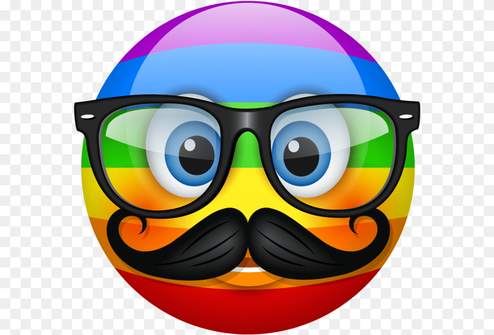 Rainbow Emoji Hipster Emoticon, Accessories, Glasses, Head, Person Png Image