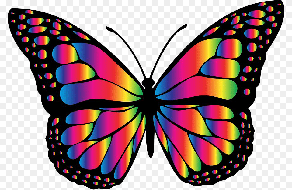 Rainbow Glowing Butterfly Butterfly Clipart, Art, Animal, Insect, Invertebrate Png Image