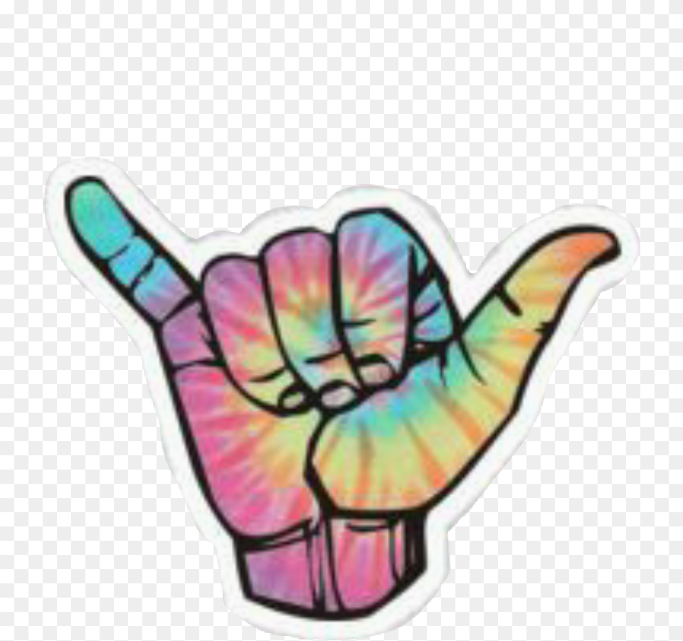 Rainbow Hand Rock Colorful Tie Dye Shaka Sticker, Body Part, Person, Finger, Smoke Pipe Free Png Download