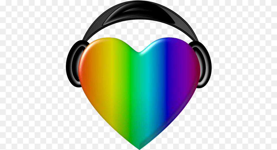 Rainbow Headphones Heart With Headphones, Electronics Png Image