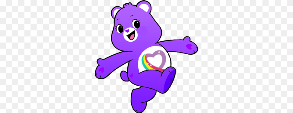 Rainbow Heart Bear Care Bears Unlock The Magic Birthday, Purple, Animal, Fish, Sea Life Png Image