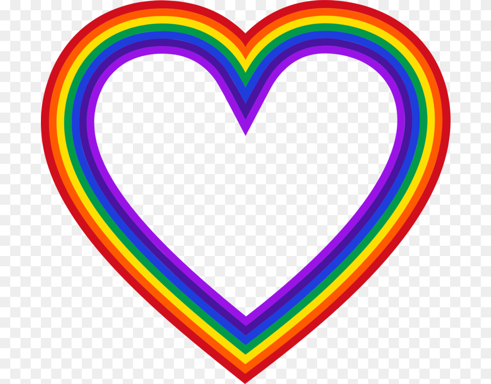 Rainbow Heart Drawing, Light, Neon Free Transparent Png