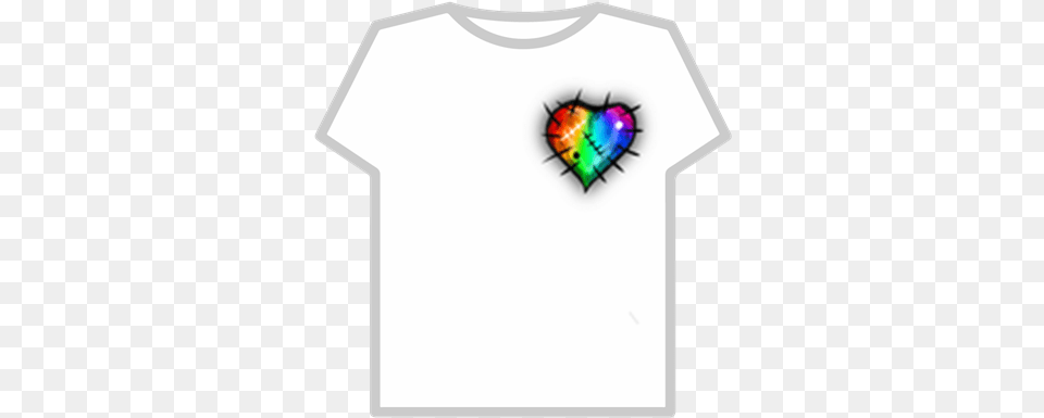 Rainbow Heart Short Sleeve, Clothing, T-shirt Free Png Download