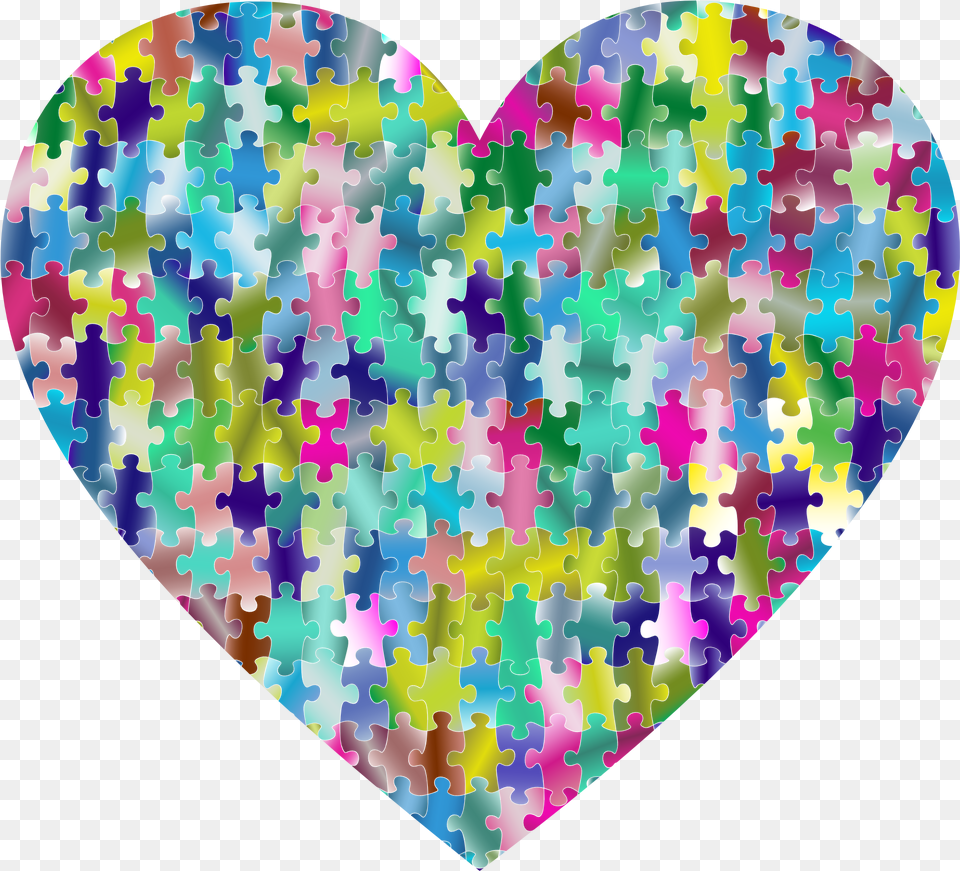 Rainbow Heart With Puzzle Pattern Colorful Heart Puzzle, Blackboard Free Png Download
