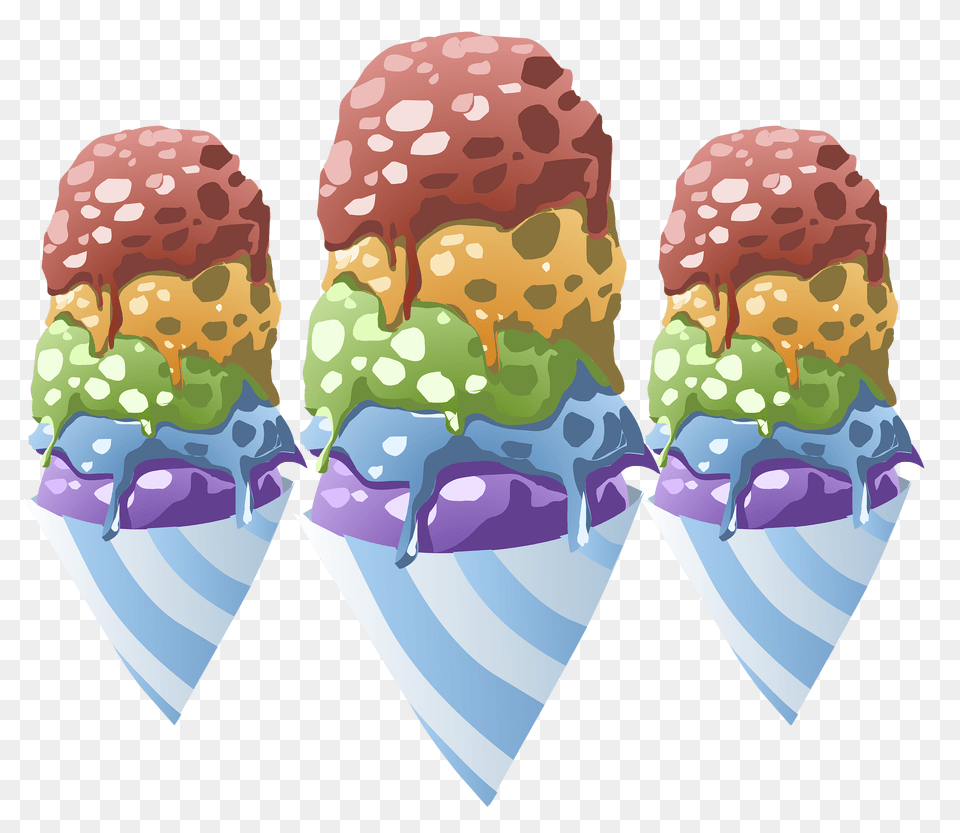 Rainbow Icecream Cone Clipart, Cream, Dessert, Food, Ice Cream Png