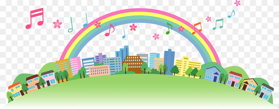 Rainbow Is Over A Cityscape Clipart, Art, City, Graphics, Neighborhood Free Png