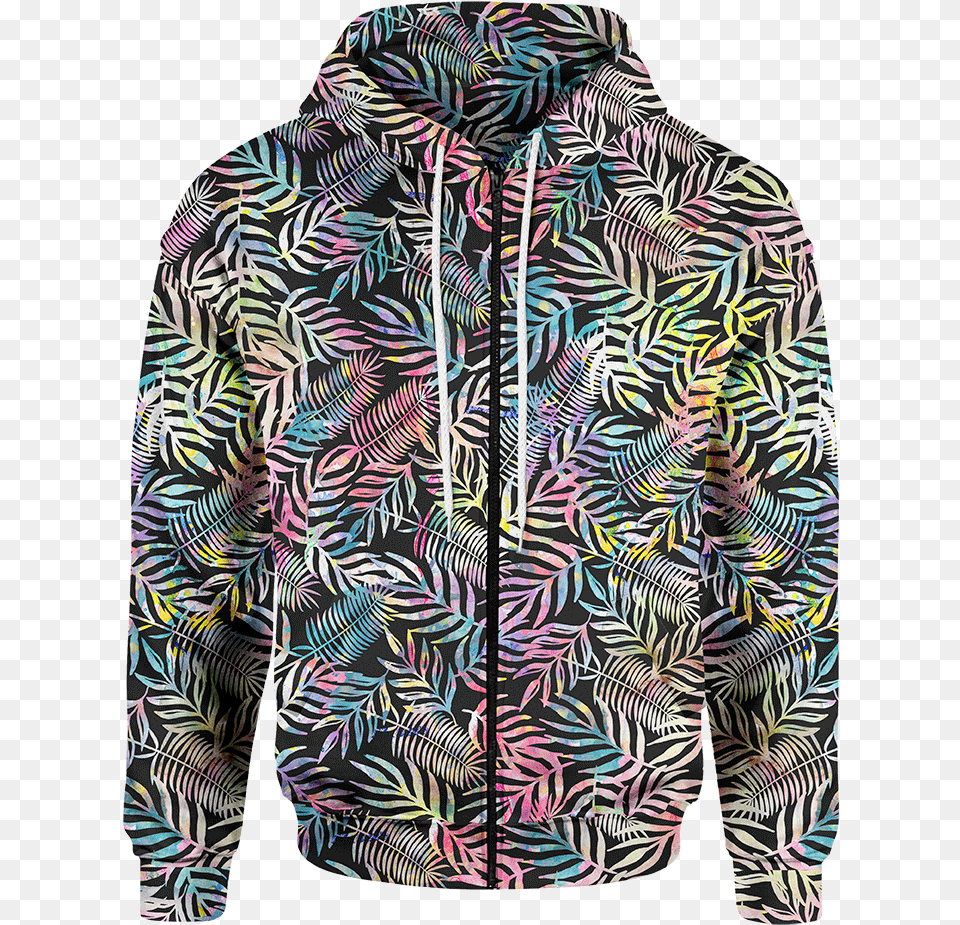Rainbow Jungle Zip Hoodie Clothing, Coat, Jacket, Knitwear, Sweater Free Transparent Png