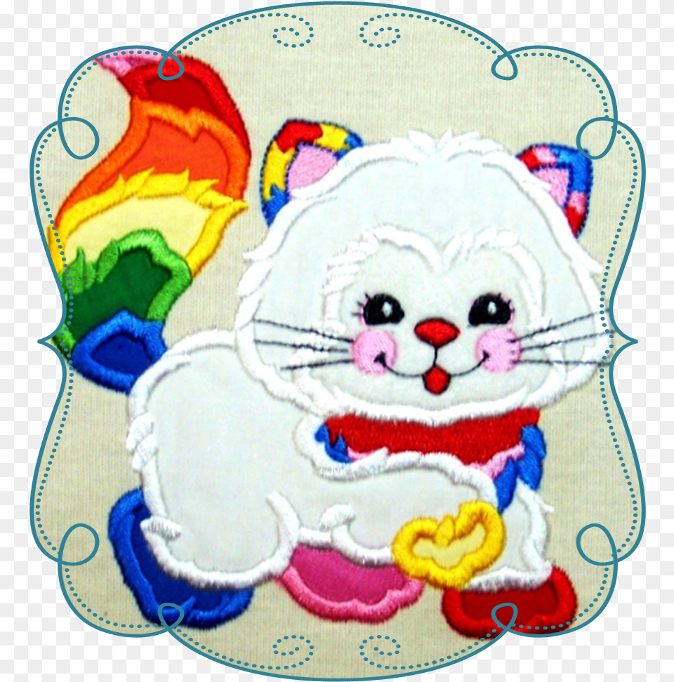 Rainbow Kitty Cartoon, Applique, Embroidery, Pattern, Home Decor Png