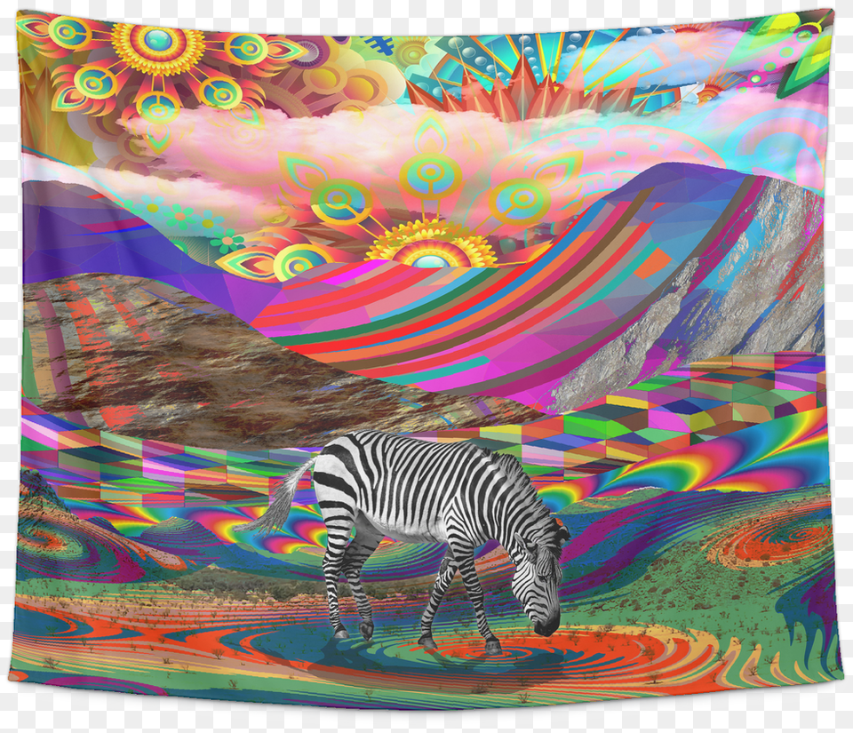 Rainbow Land Tapestry Zebra, Animal, Art, Mammal, Painting Free Png Download