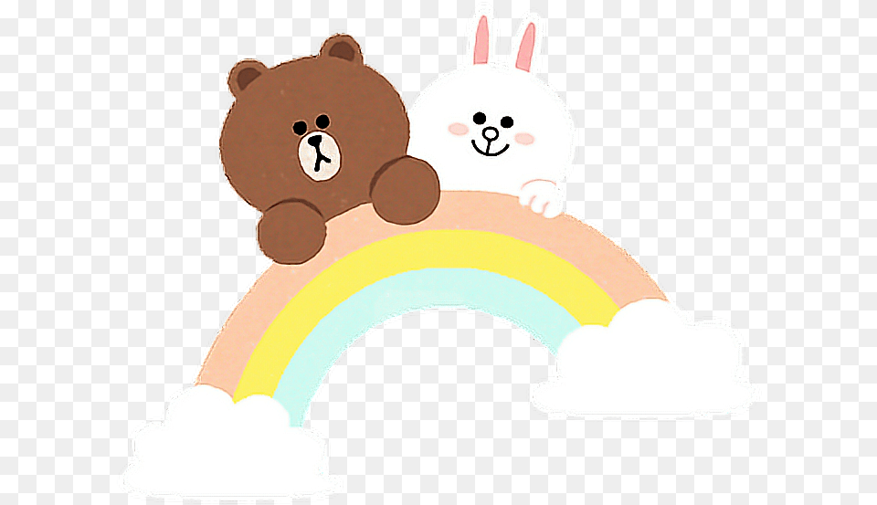 Rainbow Line Brown Cony Love Cute Colorful Could Brown And Cony Love, Animal, Bear, Mammal, Wildlife Png