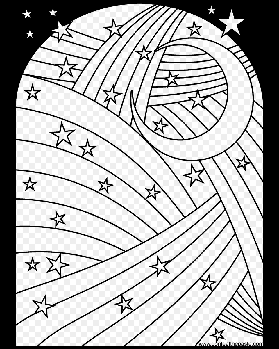 Rainbow Moon And Stars Coloring Available In Stars And Rainbow Coloring Page, Gray Free Transparent Png