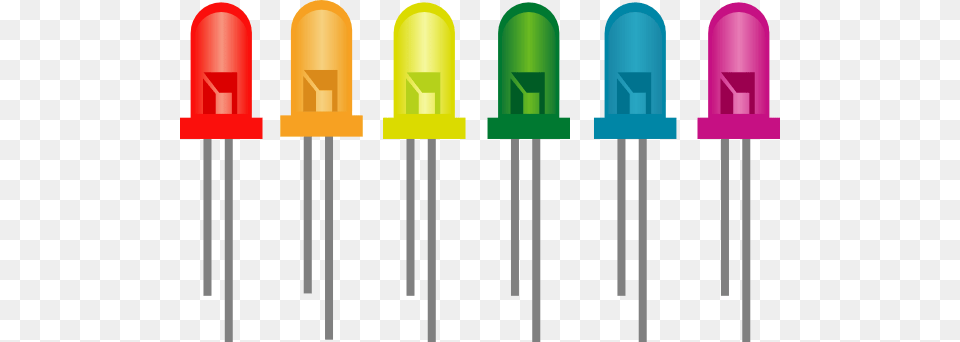 Rainbow Of Light Emitting Diodes Clip Art Vector, Electronics, Led Png Image