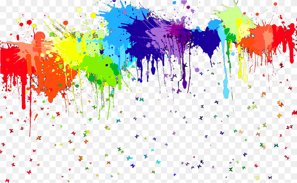 Rainbow Paint Splatter, Art, Modern Art, Graphics, Paper Free Png
