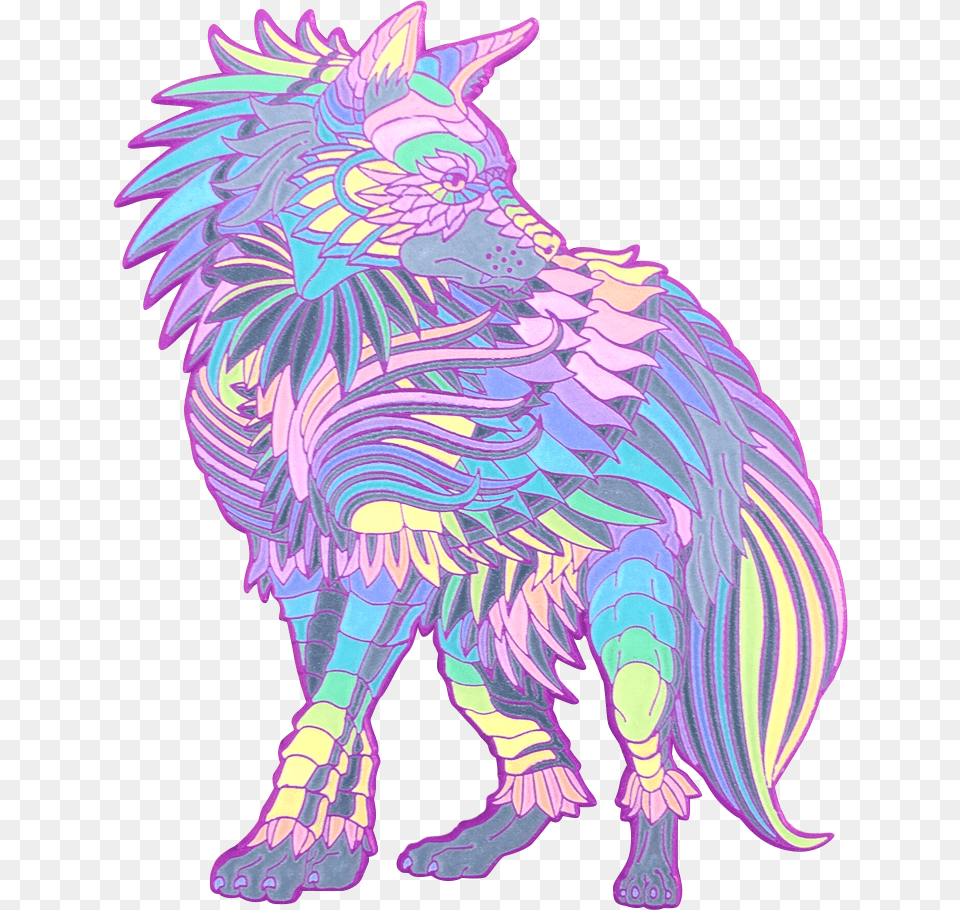 Rainbow Pastel Hyena Illustration, Purple, Animal, Bird, Chicken Png
