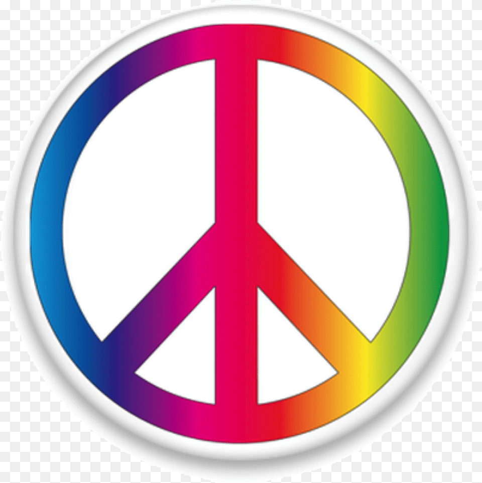 Rainbow Peace Sign Image Peace And Love Symbol, Road Sign, Disk Free Png Download