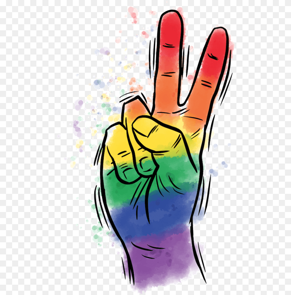 Rainbow Peace Sign Rainbow Hand Peace Sign, Body Part, Finger, Person, Art Png Image