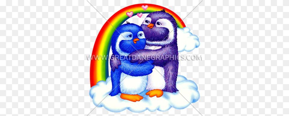 Rainbow Penguin Love Birds Production Ready Artwork For T Cartoon, Animal, Bird Free Png Download
