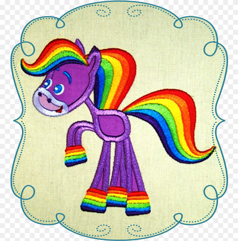 Rainbow Pony Appliqu, Applique, Pattern, Purple, Embroidery Png