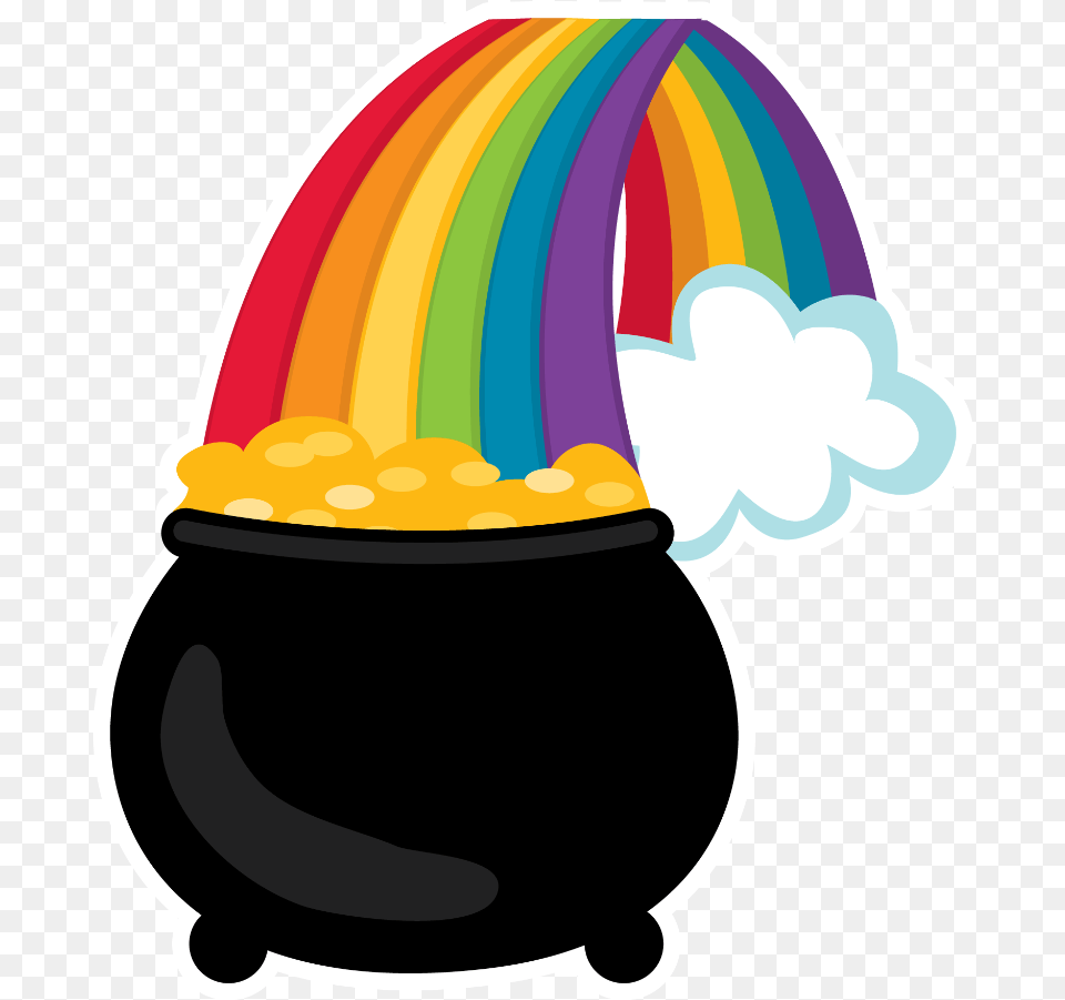 Rainbow Pot Of Gold St Patricks Day Clipart, Cookware, Light, Food Free Png Download