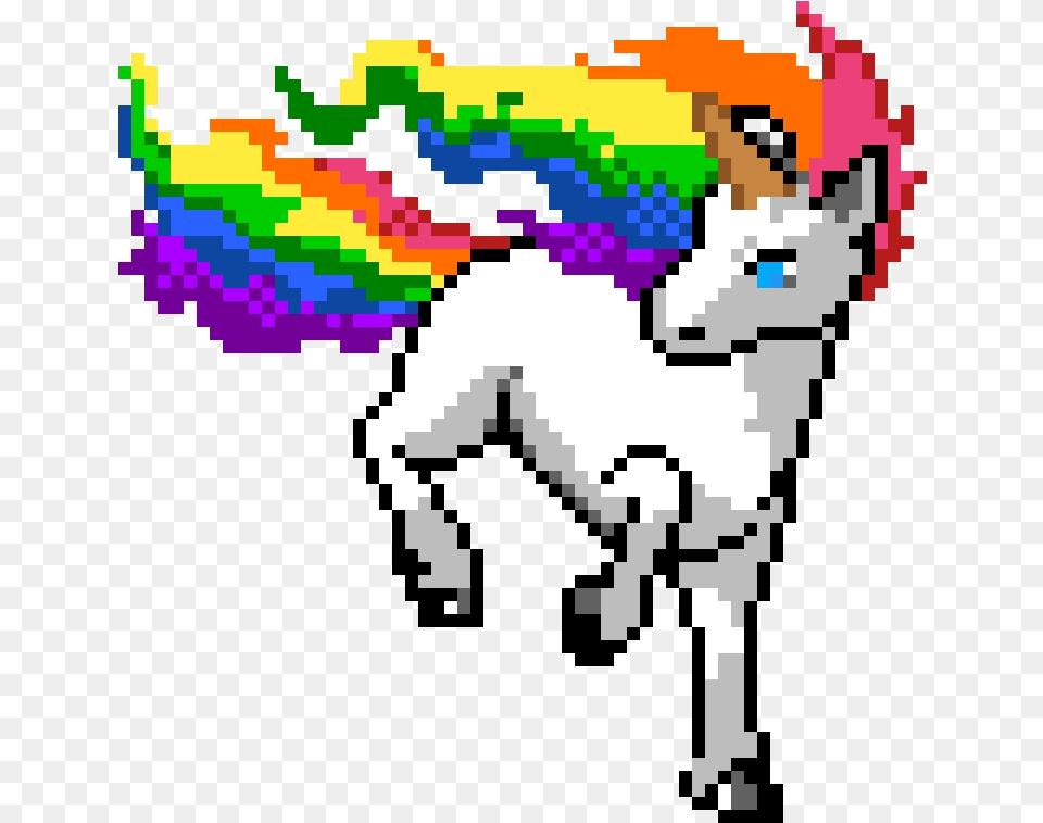 Rainbow Rapidash Pixel Art, Animal, Mammal Free Png