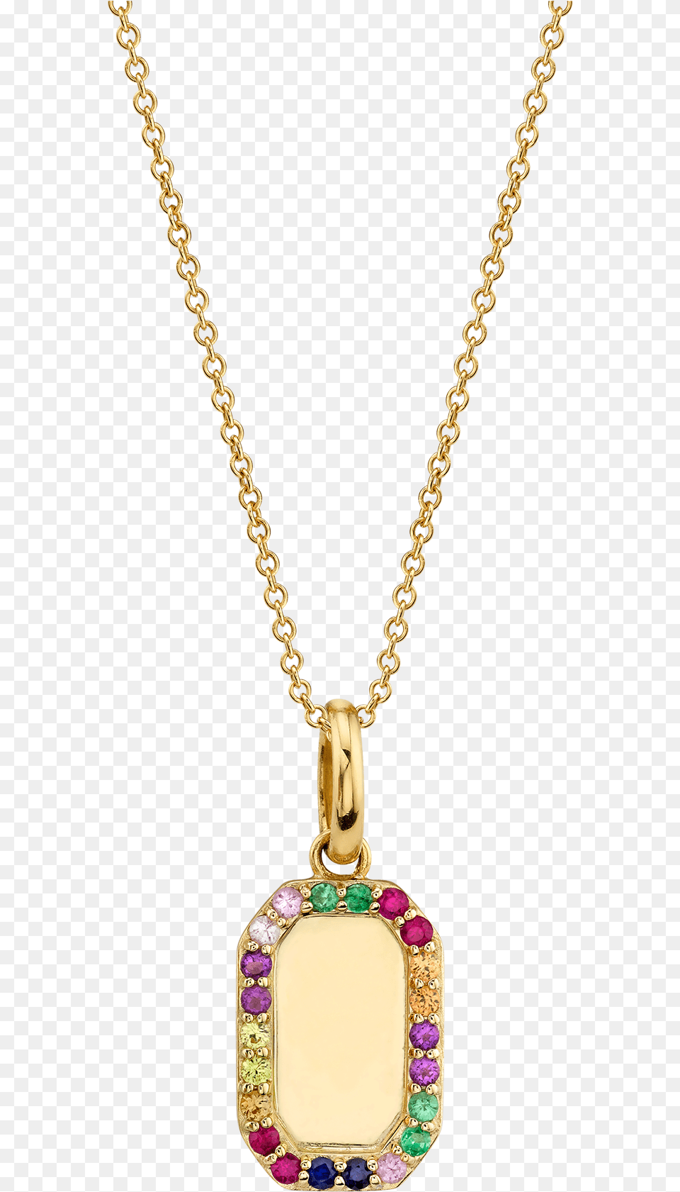 Rainbow Rectangle Gold Pendant, Accessories, Jewelry, Necklace Png Image