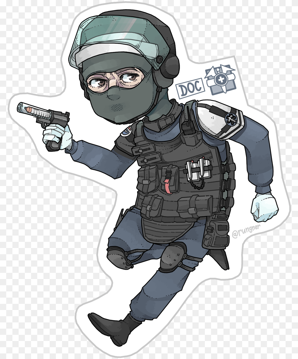 Rainbow Six Siege Doc Art Clipart Baby, Person, Weapon, Firearm Free Png Download