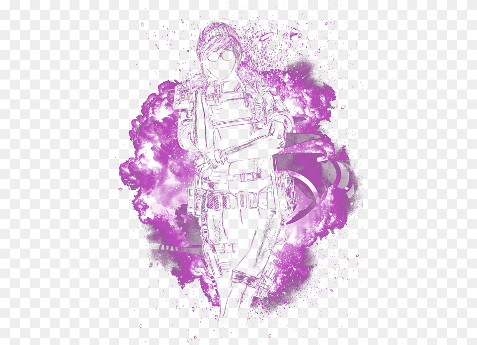 Rainbow Six Siege Dokkaebi Throw Pillow Girly, Purple, Adult, Art, Graphics Png Image