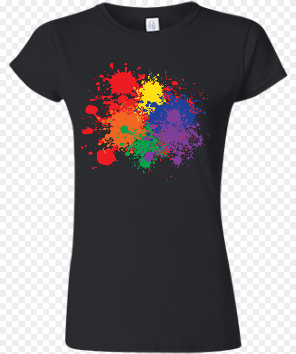 Rainbow Splash T Shirt, Clothing, T-shirt, Person Png Image
