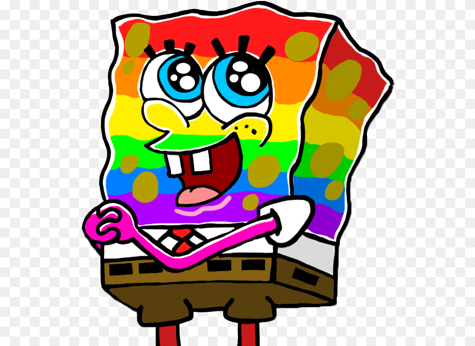 Rainbow Spongebob, Light, Art Png