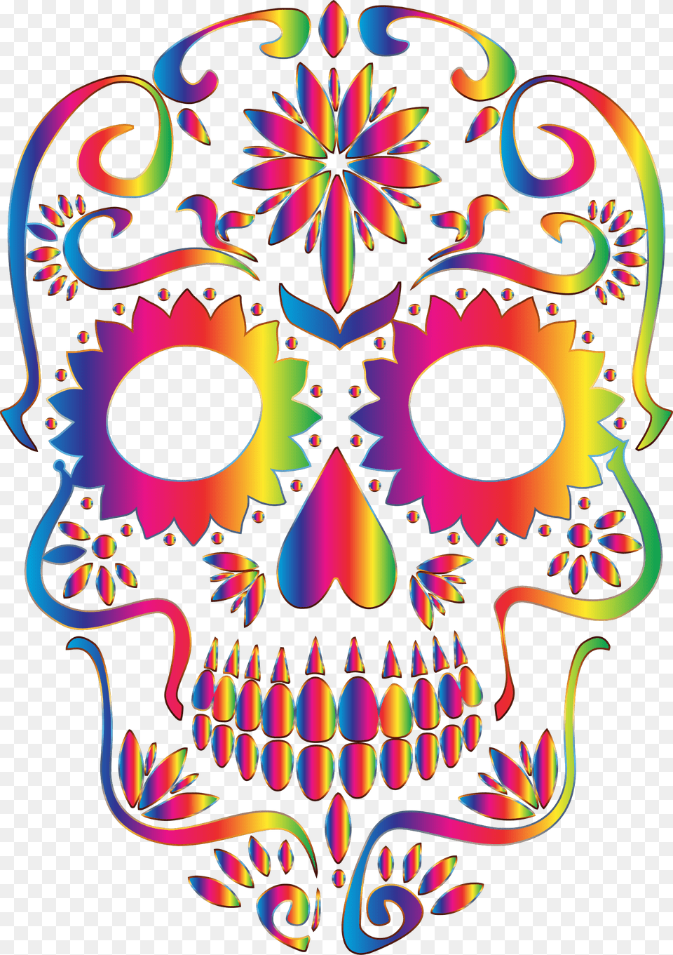 Rainbow Sugar Skull Silhouette No Background Clip Arts Sugar Skulls Clip Art, Pattern, Graphics, Person, Crowd Png