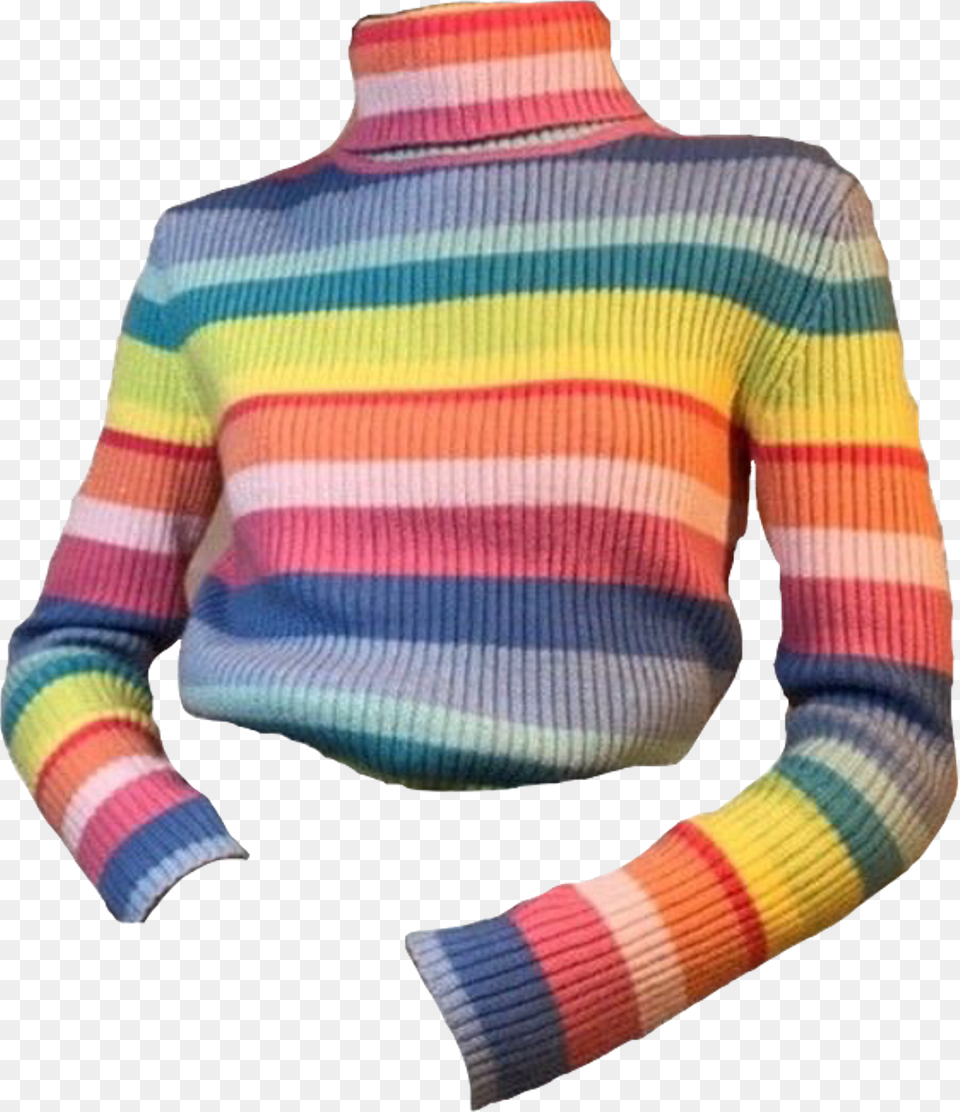 Rainbow Sweater Clothes Shirt Pink Blue Green Rainbow Aesthetic Clothes, Clothing, Knitwear, Baby, Person Free Transparent Png