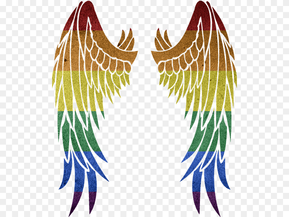 Rainbow Symbol Colorful Gay Wing Angel Angel Wings Silhouette Transparent, Pattern, Accessories, Art, Ornament Png Image