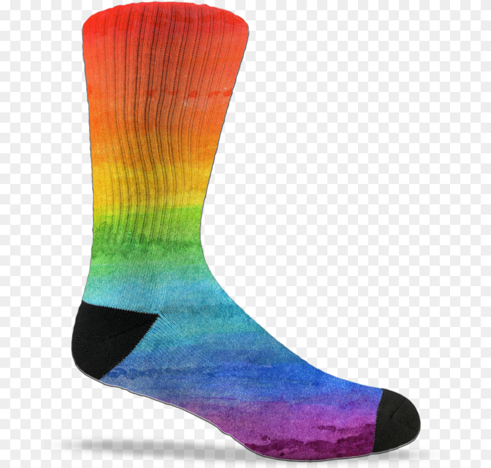 Rainbow Tie Dye Crew Socks Sock, Clothing, Hosiery, Person Free Png