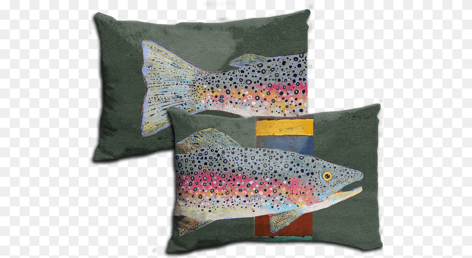 Rainbow Trout Pillow Old Wood Signs Rainbow Trout, Animal, Cushion, Fish, Home Decor Png Image