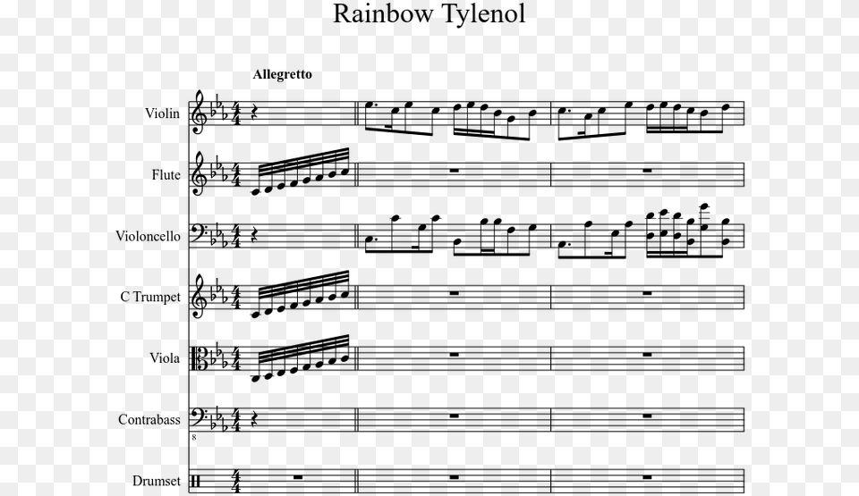 Rainbow Tylenol Sheet Music Flute, Gray Png Image