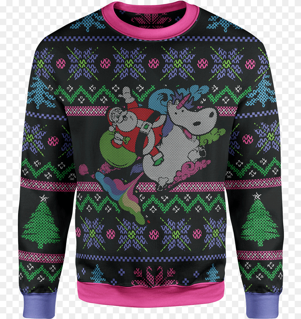 Rainbow Unicorn Christmas Sweater Unicorn Christmas Sweater, Knitwear, Clothing, Coat, Jacket Png Image