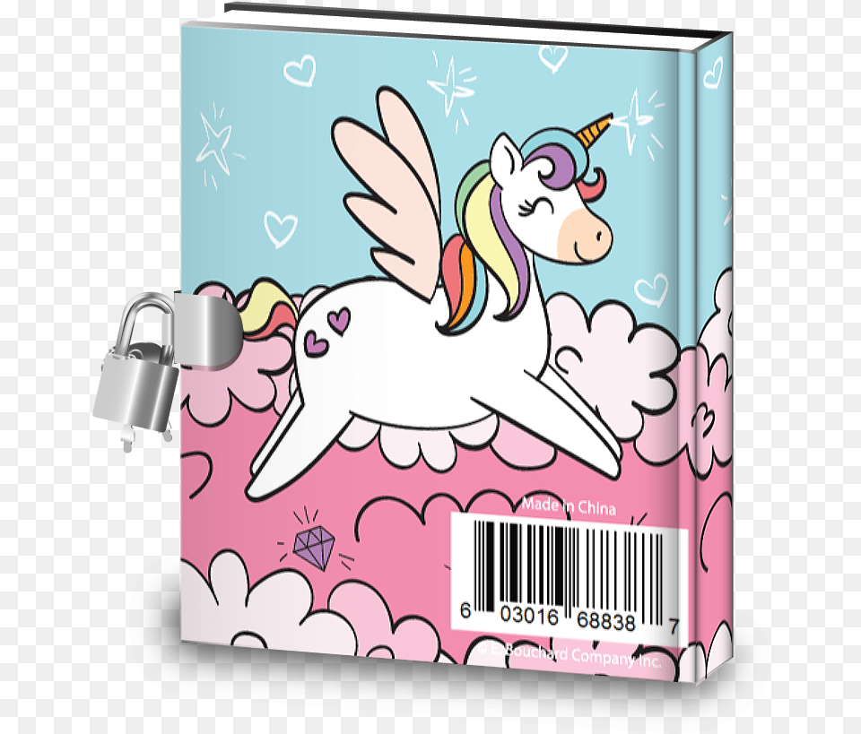 Rainbow Unicorn Kids Diary With Lock Cartoon, Animal, Mammal, Pig Free Png Download
