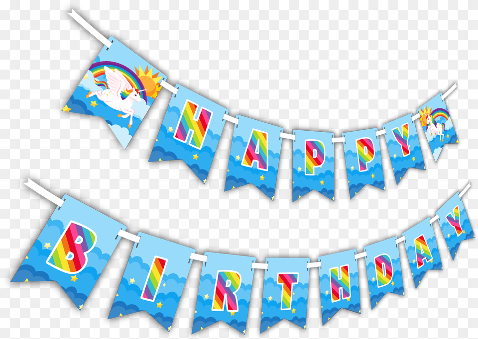 Rainbow Unicorn Rainbow Unicorn Happy Birthday Party Printable Banner Happy Birthday, Text Free Transparent Png
