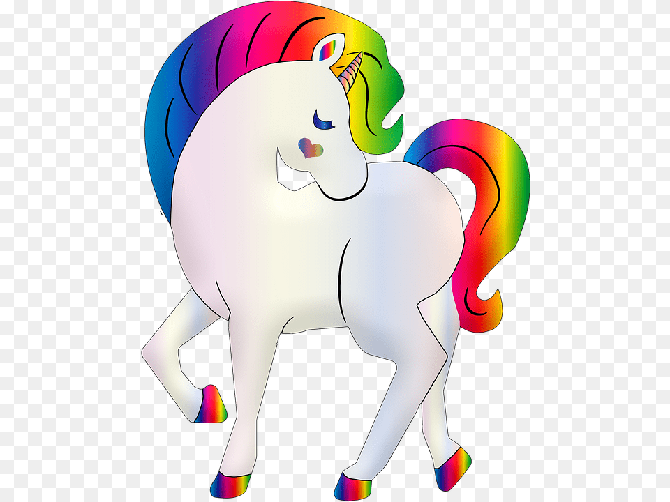 Rainbow Unicorn Unicorn Heart Rainbow Colorful Kawaii Arcoiris Unicornio Dibujo, Clothing, Hat, Art, Baby Free Png Download