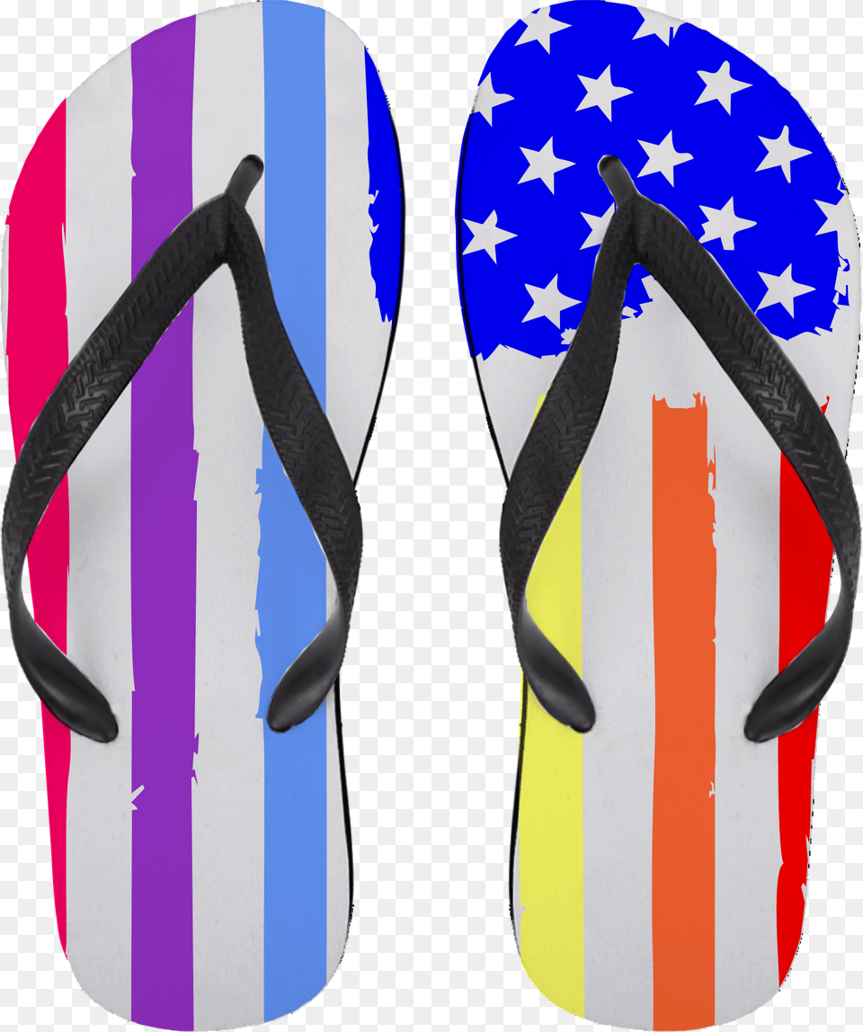 Rainbow Usa Flag Flip Flops Flip Flops, Clothing, Flip-flop, Footwear Png Image