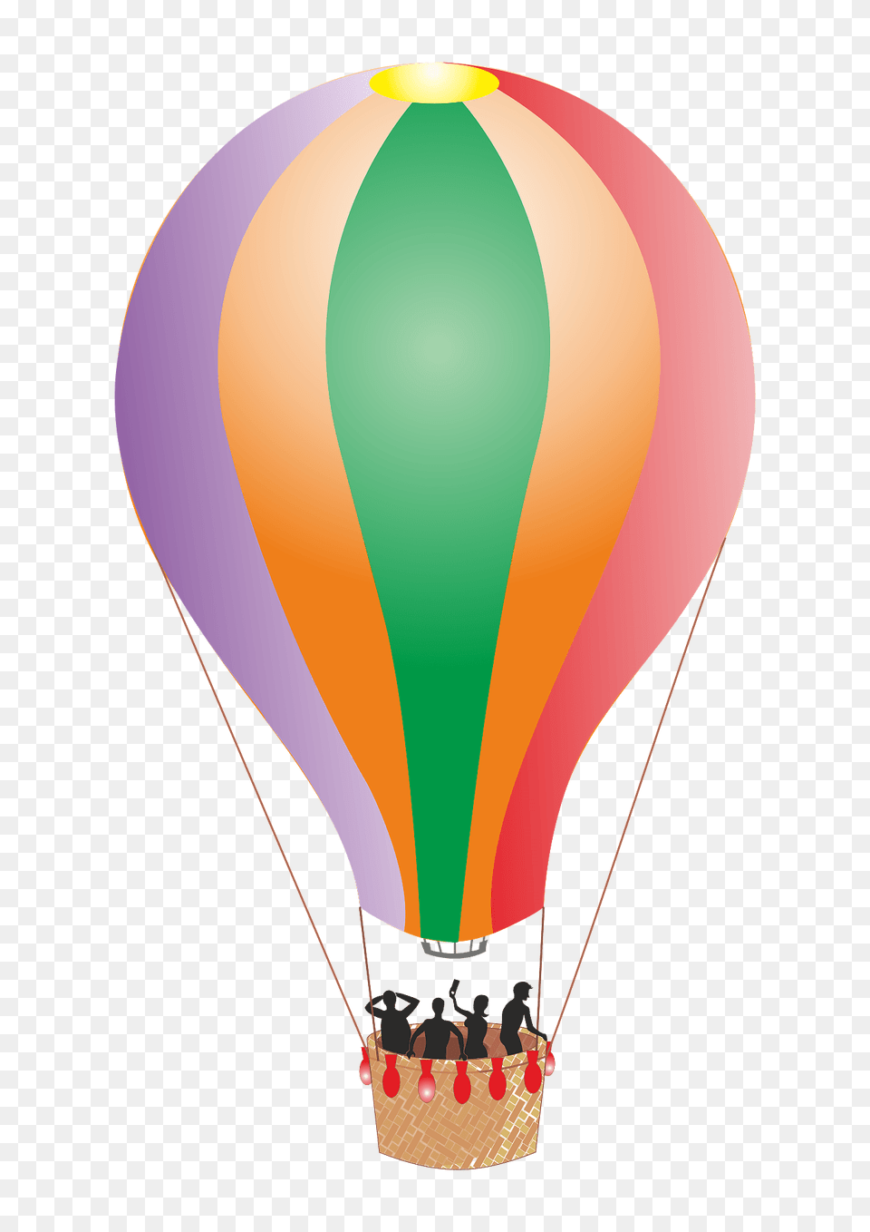 Rainbow Vertical Striped Hot Air Balloon Clipart, Aircraft, Hot Air Balloon, Transportation, Vehicle Free Transparent Png
