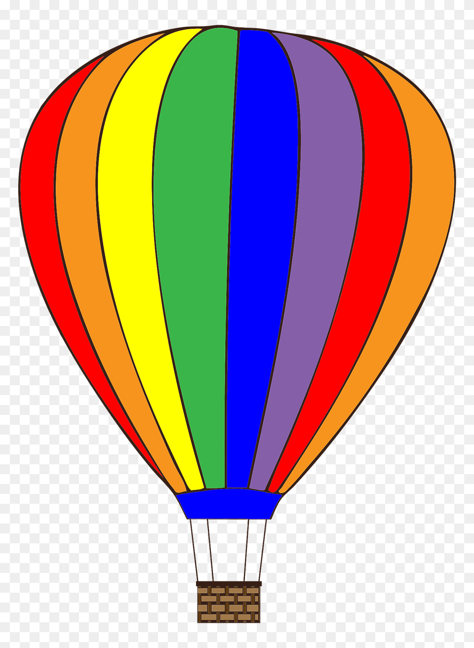 Rainbow Vertical Striped Hot Air Balloon Clipart, Aircraft, Hot Air Balloon, Transportation, Vehicle Free Png Download